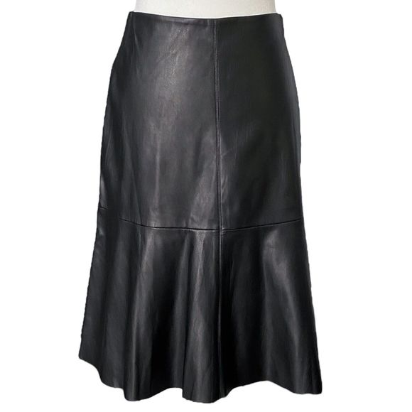 Womens Habitual Skirt Jayda Faux Leather Black Knee Length High Low Skirt Size 2 - Picture 2 of 8